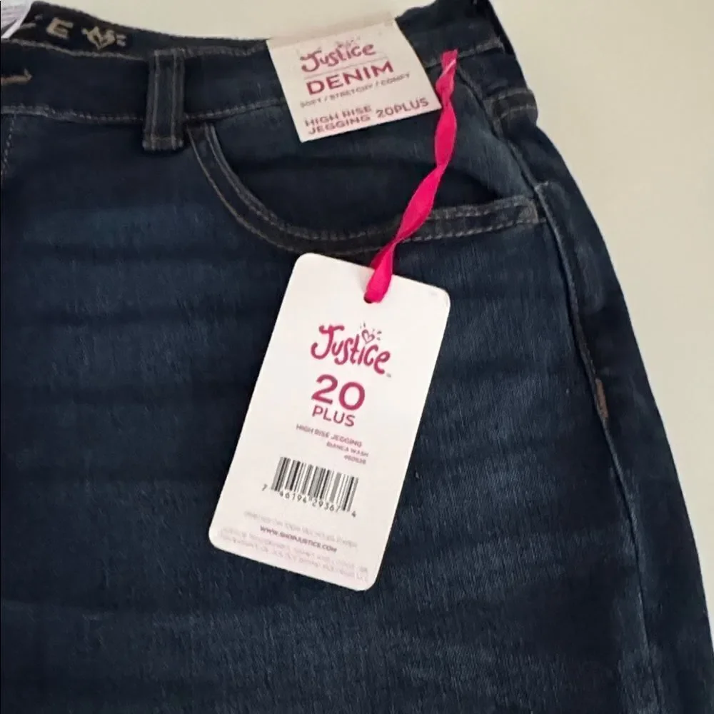 Justice Dark and Light Blue Denim Leggings NWT